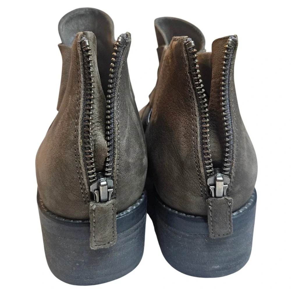Eileen Fisher Gray‎ Nubuck Leather Crisscross Ankle Booties Boots US 8.5